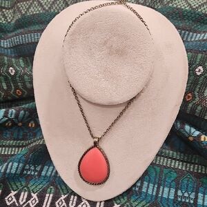 Salmon Teardrop Pendant Necklace